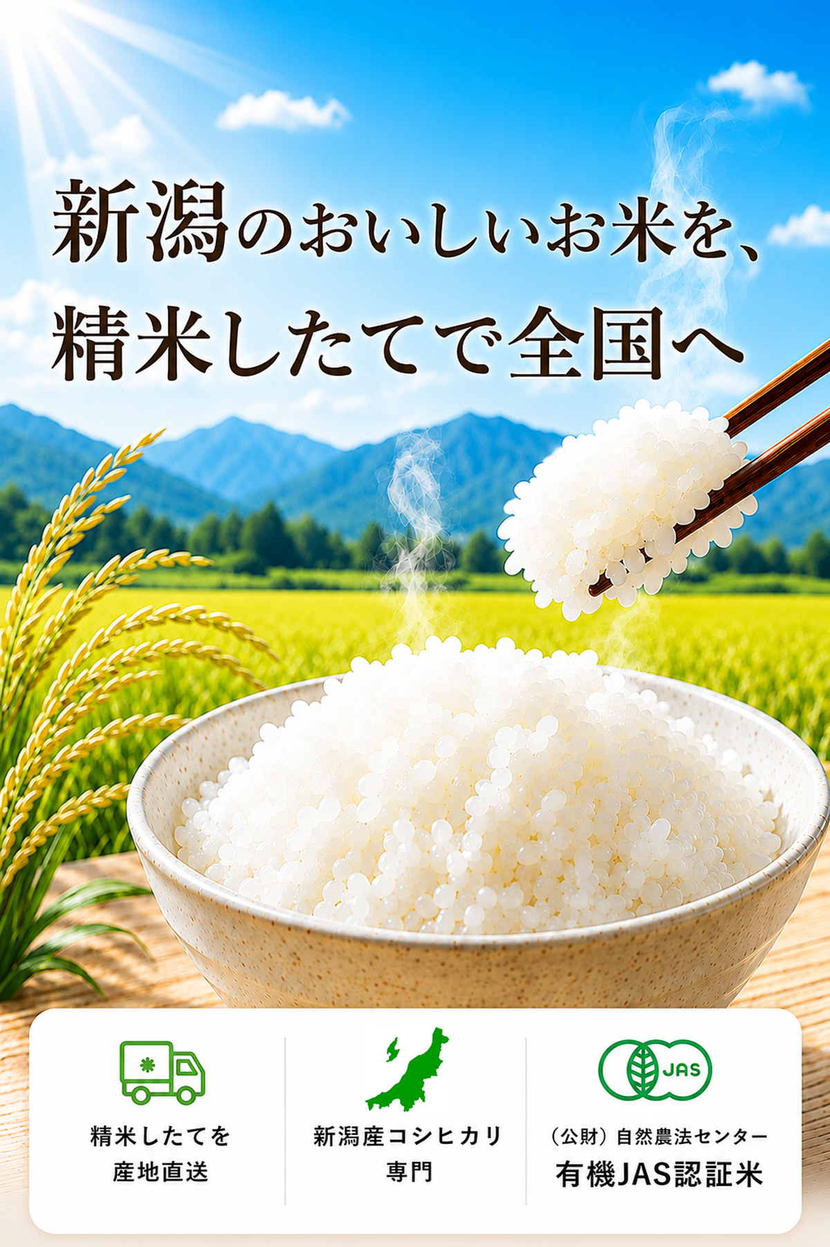 新潟のおいしいお米を、精米したてで全国へ