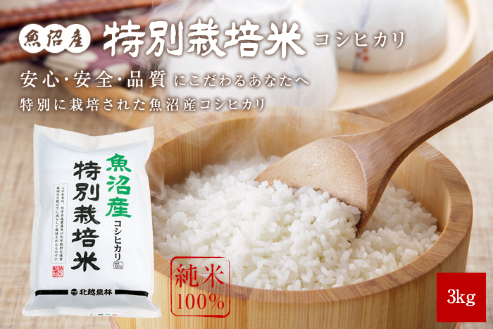 魚沼産コシヒカリ 特別栽培米3kg(3kg×1袋)